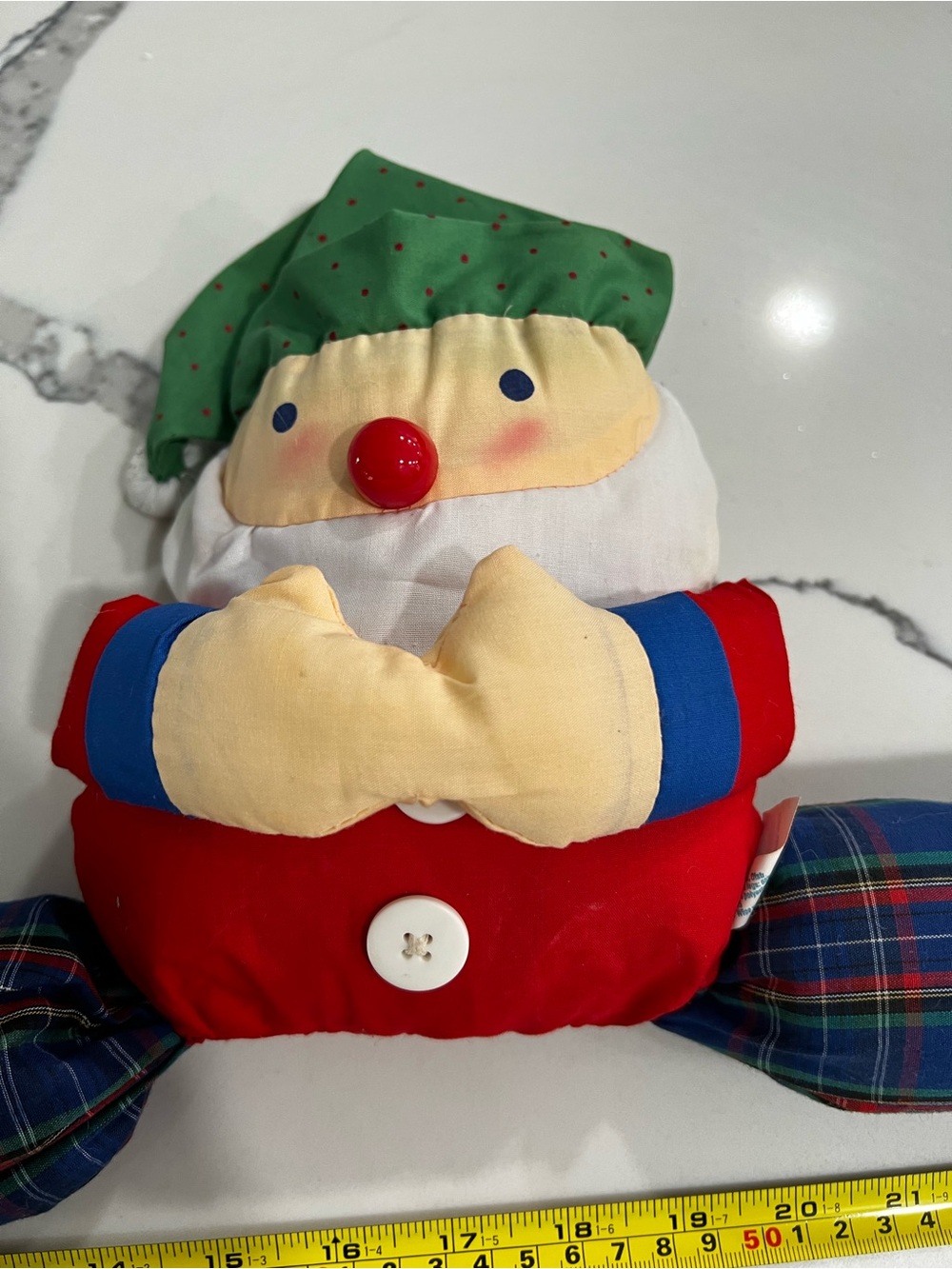 Vintage 1995 Avon Santa Claus Beanie Draft Dodger Multicolor Fabric 22 inches